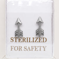 Sterilized Titanium Earrings • Implant-Grade Arrow Stud Earrings