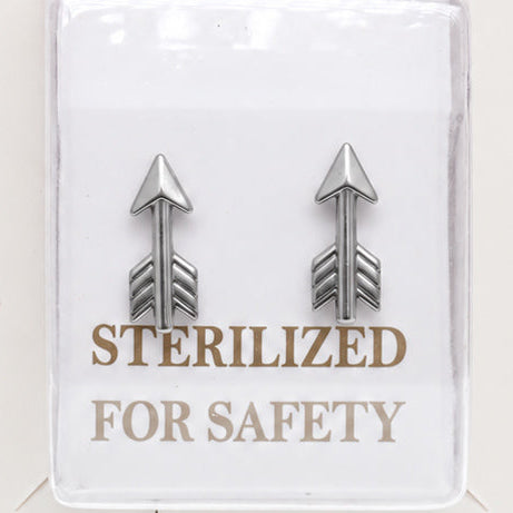 Sterilized Titanium Earrings • Implant-Grade Arrow Stud Earrings