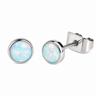 Blue Opal Corn Flower implant titanium earrings for body jewelry, 20g, featuring a 3mm design by Halobes.