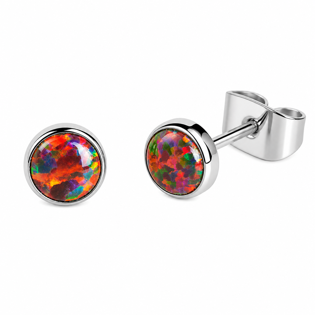 Dark cherry opal implant titanium earrings with 20g body jewelry from Halobes, featuring a sleek, modern design.