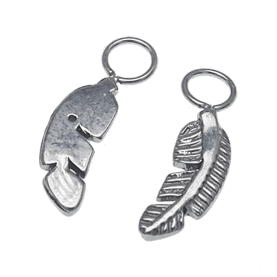 Halobes Bird Feather Titanium Charm for 10g hoops, featuring a delicate feather design suitable for jewelry charms.