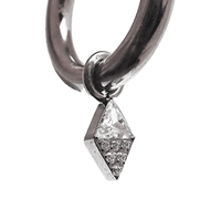 Clear CZ diamond titanium charm by Halobes, designed for up to 10g hoops, featuring sparkling cubic zirconia and sleek titanium finish.