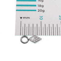 Clear CZ diamond titanium charm for up to 10g hoops, featuring sparkling cubic zirconia stones and sleek silver-tone titanium design.