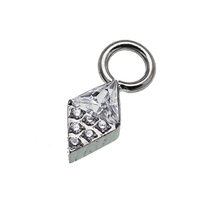 Halobes Clear CZ Diamond Titanium Charm for up to 10g hoops, featuring sparkling cubic zirconia and sleek silver finish.