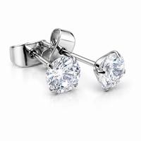Pair of Halobes titanium implant earrings with 4mm CZ stones, 20g gauge, in a sleek, modern design for pierced ears.