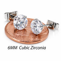 Pair of Halobes titanium earrings with 4mm CZ stones and 20g implant-style design, suitable for pierced ears.
