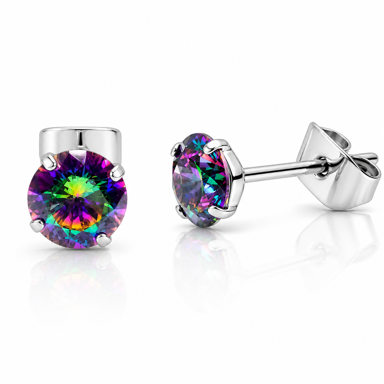 Titanium implant earrings by Halobes with 4mm CZ stones, 20g gauge, designed for pierced ears.