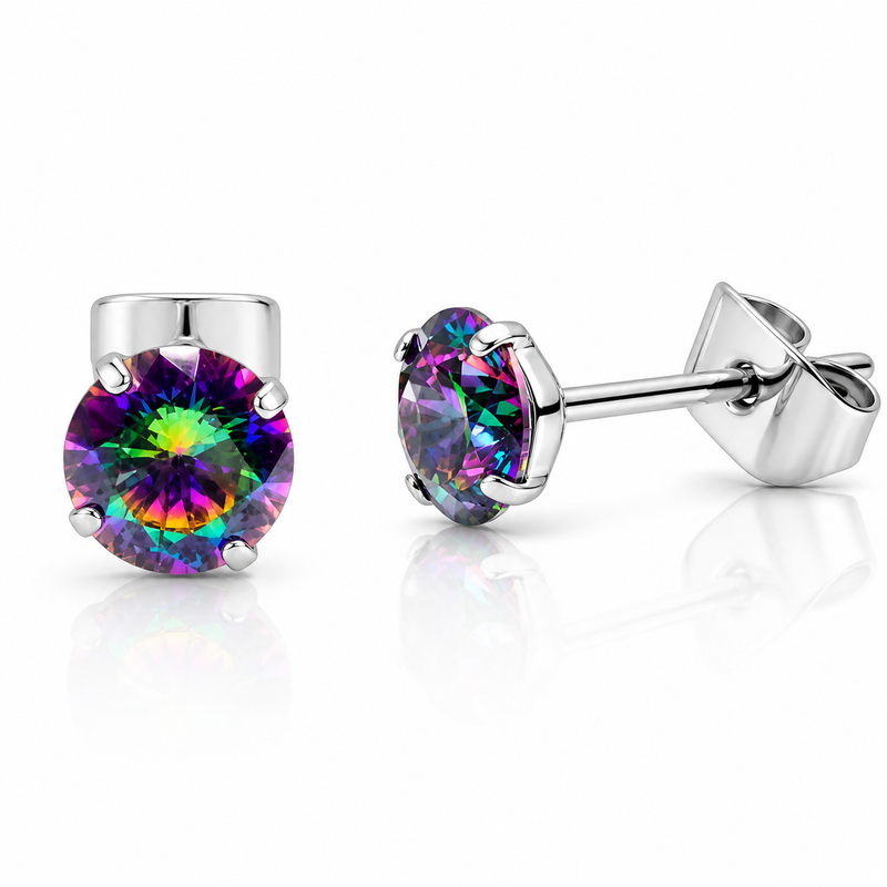 Titanium implant earrings by Halobes with 4mm CZ stones, 20g gauge, designed for pierced ears.