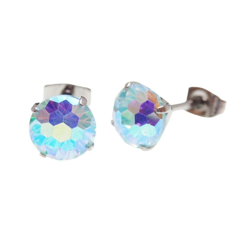CZ Mermaid Blue Titanium Earrings pair by Halobes featuring vibrant blue titanium and intricate mermaid design.