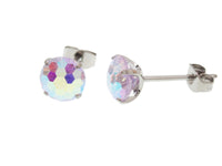 Lavender titanium mermaid earrings by Halobes, featuring 6mm disco-style design, perfect for a stylish, aquatic-inspired look.
