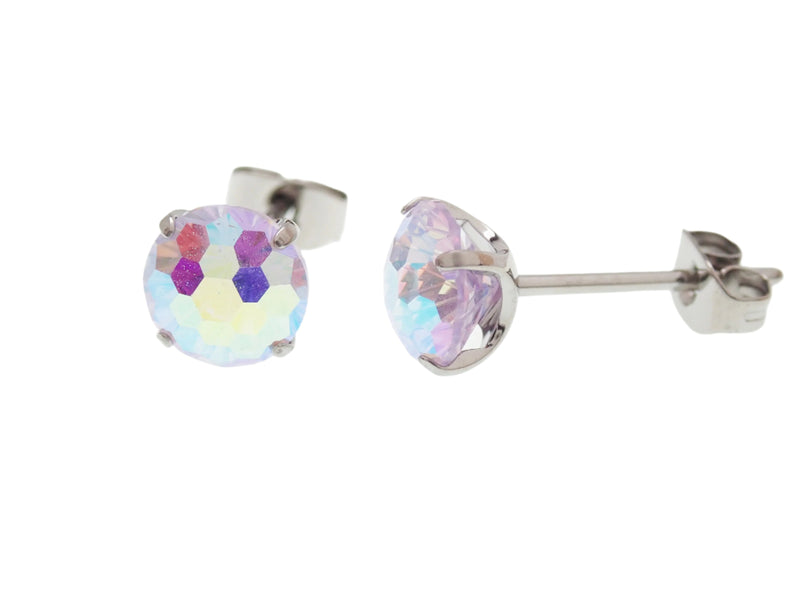 Lavender titanium mermaid earrings by Halobes, featuring 6mm disco-style design, perfect for a stylish, aquatic-inspired look.
