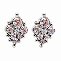 Pair of HALOBES titanium CZ earrings in 20g implant style, featuring sleek design and sparkling cubic zirconia stones.