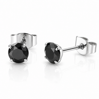 Black CZ implant titanium earrings in 20g size by Halobes, featuring sleek black stones and modern earring design.