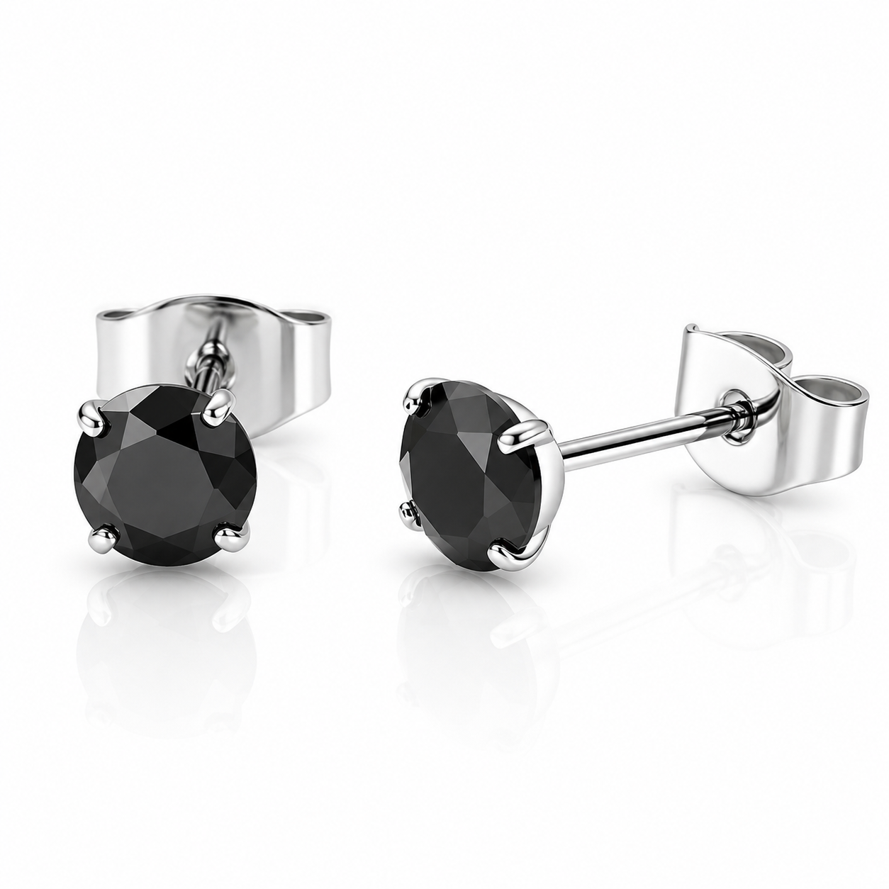 Black CZ implant titanium earrings in 20g size by Halobes, featuring sleek black stones and modern earring design.
