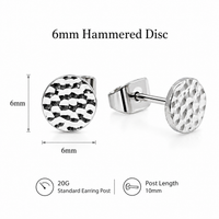 Hammered titanium implant earrings by HALOBES, 20g pair, featuring a sleek, modern design with a smooth, hammered finish.