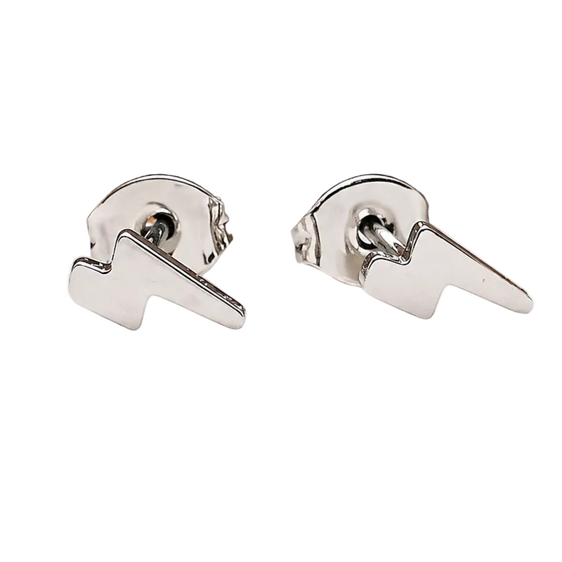 Pair of Halobes titanium implant earrings with lightning bolt design, 20g gauge, suitable for body piercings.