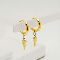 Pair of Halobes titanium implant earrings with drop spike design, 20g gauge, showcasing sleek, modern jewelry for pierced ears.