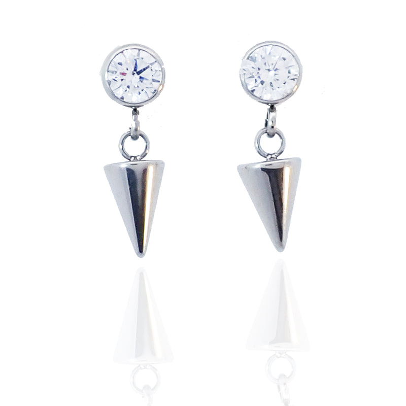 Titanium CZ and spike cone drop Earring - Body Clickers Body Jewelry