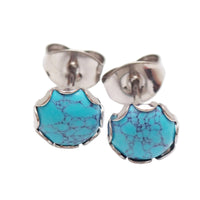 Turquoise 6mm titanium stud earrings pair by Halobes, lightweight 20g earrings with a sleek, minimalist design.