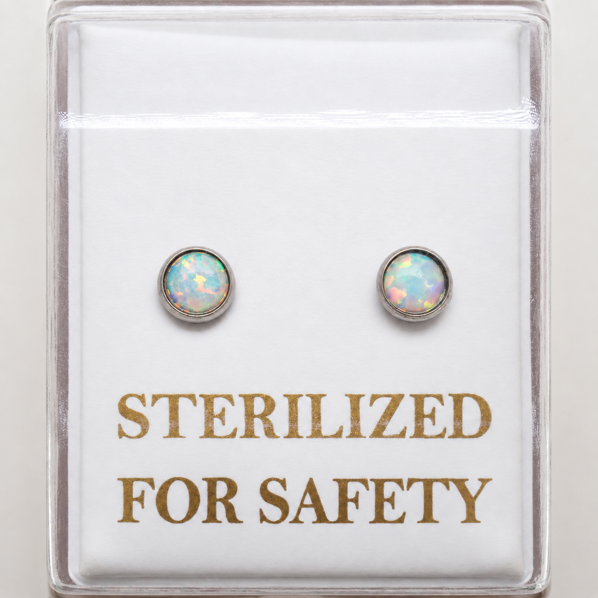 Sterilized Titanium Earrings • Implant-Grade Opal Stud Earrings