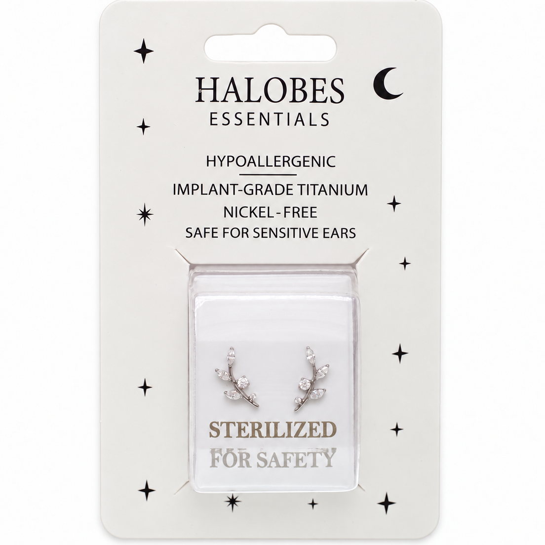Sterilized Titanium Earrings • Implant-Grade CZ Vine Stud Earrings