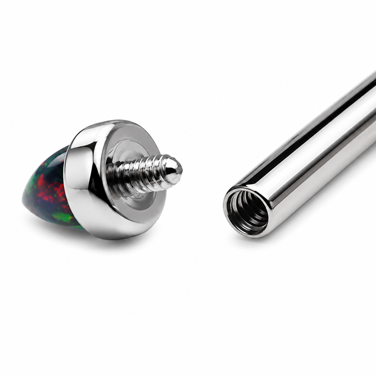 Harlequin Opal Cone Implant Titanium Nipple Bar 14g, 12g