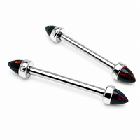 Harlequin Opal Cone Implant Titanium Nipple Bar 14g, 12g