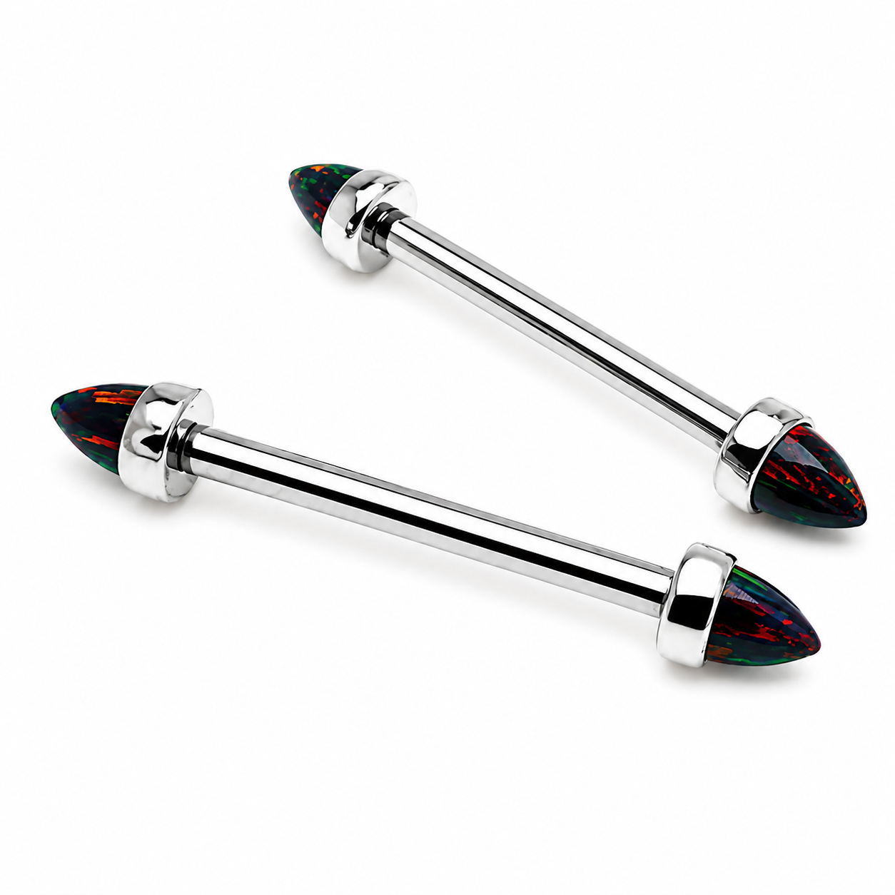 Harlequin Opal Cone Implant Titanium Nipple Bar 14g, 12g