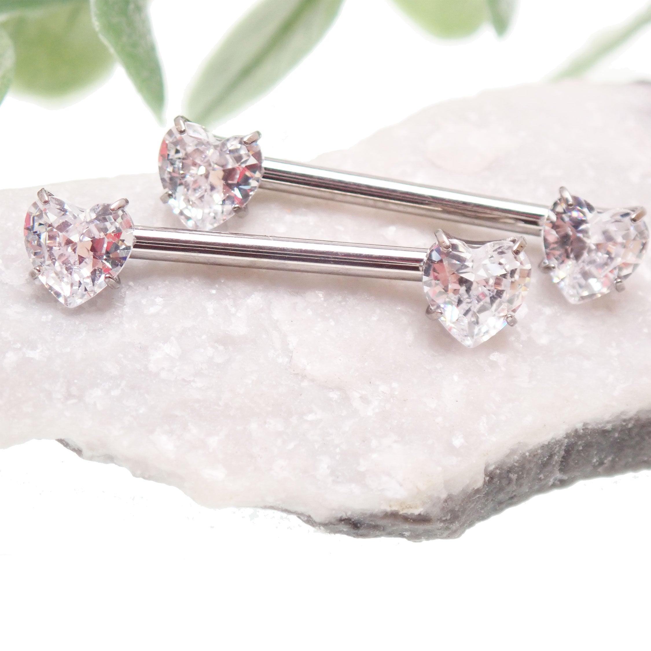 14G Nipple Heart Internally Threaded Titanium 14mm (pair)