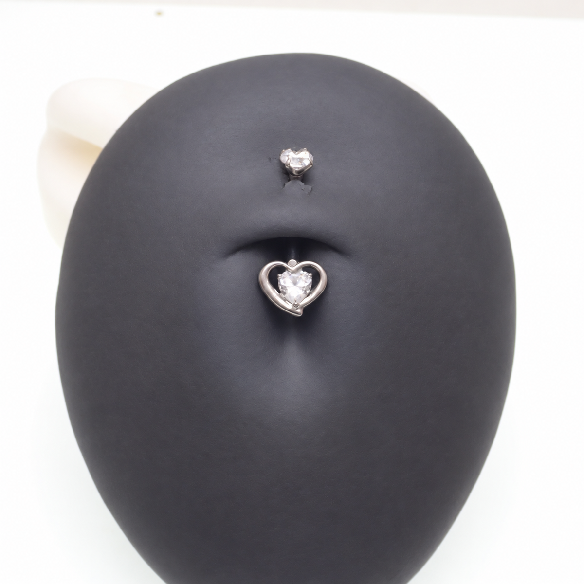 Implant Titanium CZ Heart Belly Bar 14g 10mm
