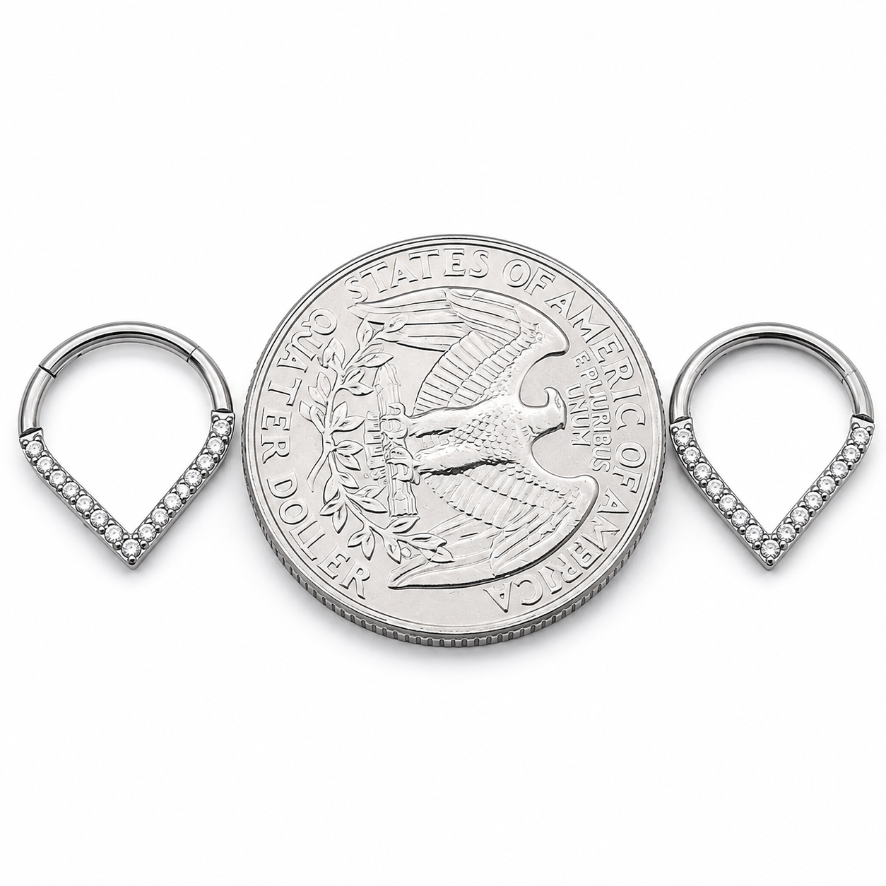 Triangle Pave Heart  Septum Clicker 16g