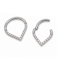 Triangle Pave Heart  Septum Clicker 16g