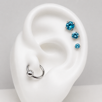 helix titanium flatback piercings aqua blue internally threaded 