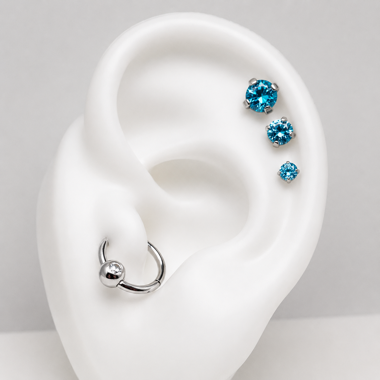 helix titanium flatback piercings aqua blue internally threaded 