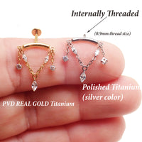 Hidden Helix Vertical, CZ Chain Titanium Flatback 18g, 16g, 14g