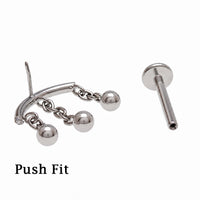 Implant Grade Titanium Dangle Hidden Helix Push-Fit Flatback Piercing