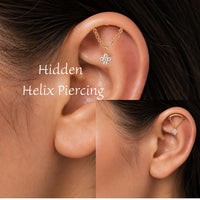 Hidden Helix 18K PVD Gold Helix Titanium Flatback 18g, 16g, 14g