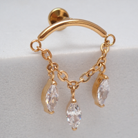 Hidden Helix Marquise CZ Chain Titanium Flatback 18g, 16g, 14g