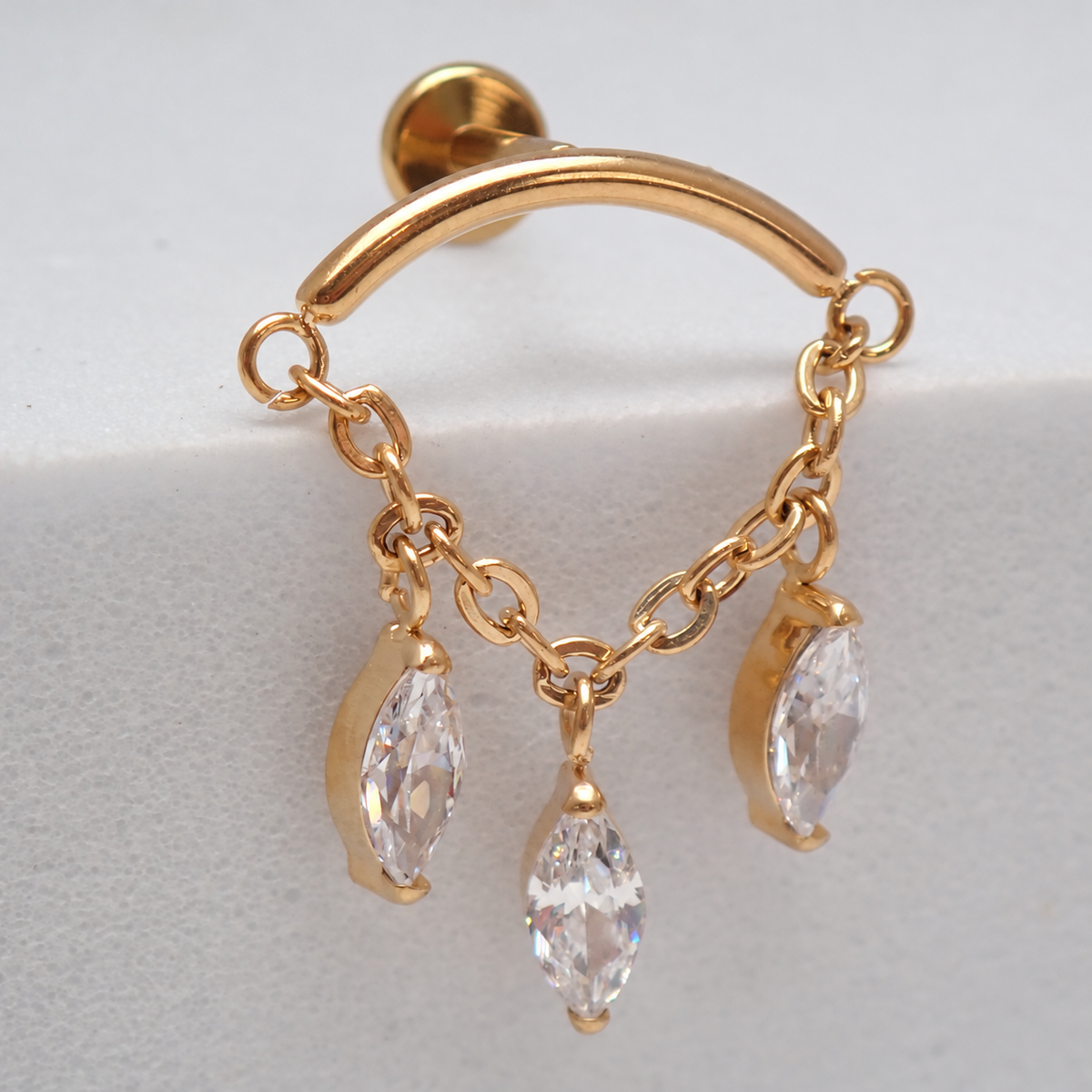 Hidden Helix Marquise CZ Chain Titanium Flatback 18g, 16g, 14g