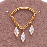 Hidden Helix Marquise CZ Chain Titanium Flatback 18g, 16g, 14g