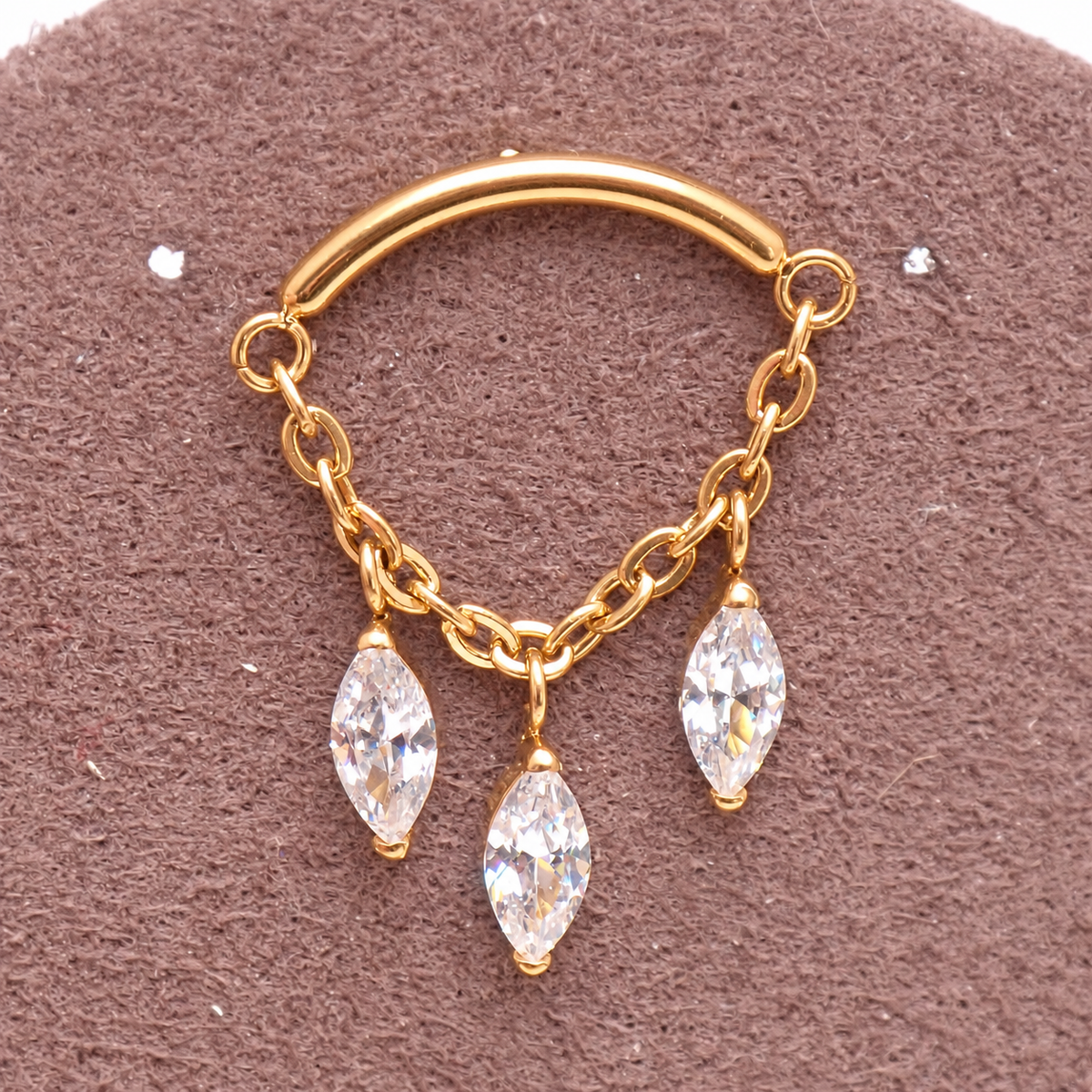 Hidden Helix Marquise CZ Chain Titanium Flatback 18g, 16g, 14g