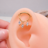 Hidden Helix Marquise CZ Chain Titanium Flatback 18g, 16g, 14g