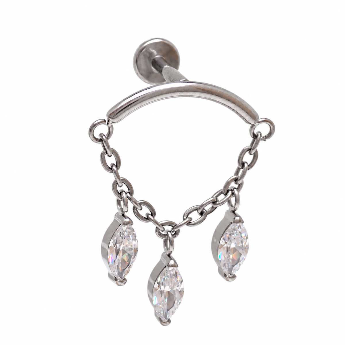 Hidden Helix Marquise CZ Chain Titanium Flatback 18g, 16g, 14g