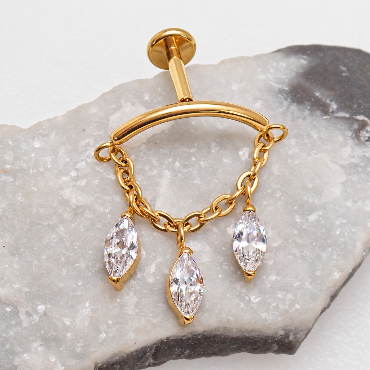 Hidden Helix Marquise CZ Chain Titanium Flatback 18g, 16g, 14g