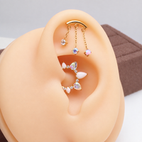 Implant Grade Titanium CZ & Opal Hidden Helix Push-Fit Flatback Piercing