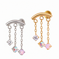Implant Grade Titanium CZ & Opal Hidden Helix Push-Fit Flatback Piercing