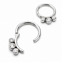 Triple CZ Stones Hinged Clicker 16g
