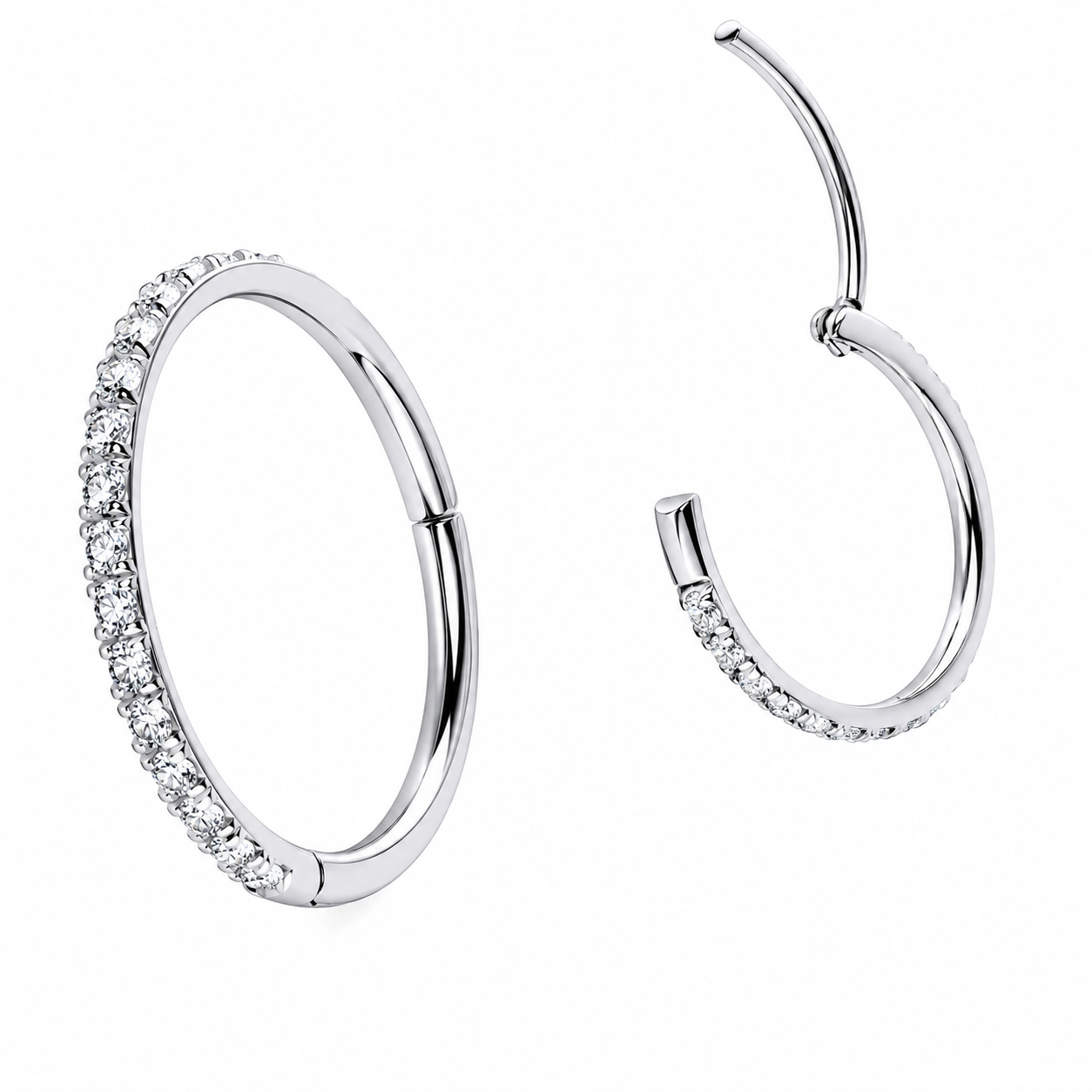Titanium CZ Clicker Hoop 16g, 18g, 20g