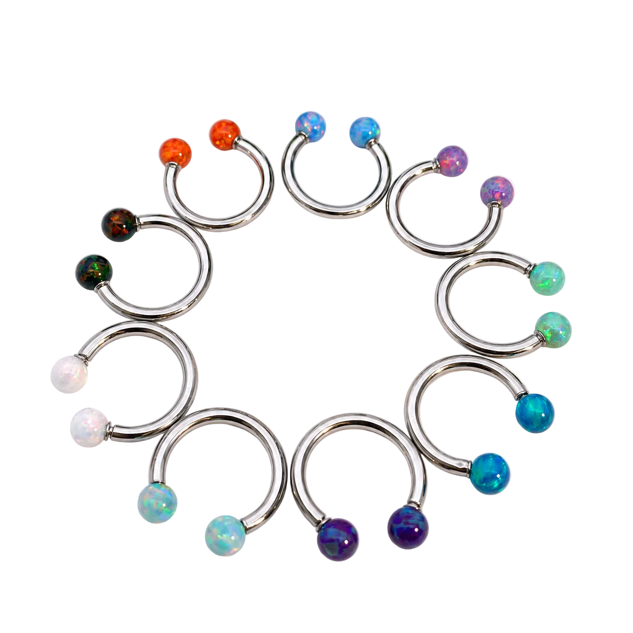 Opal Horseshoe Titanium 16g & 18g