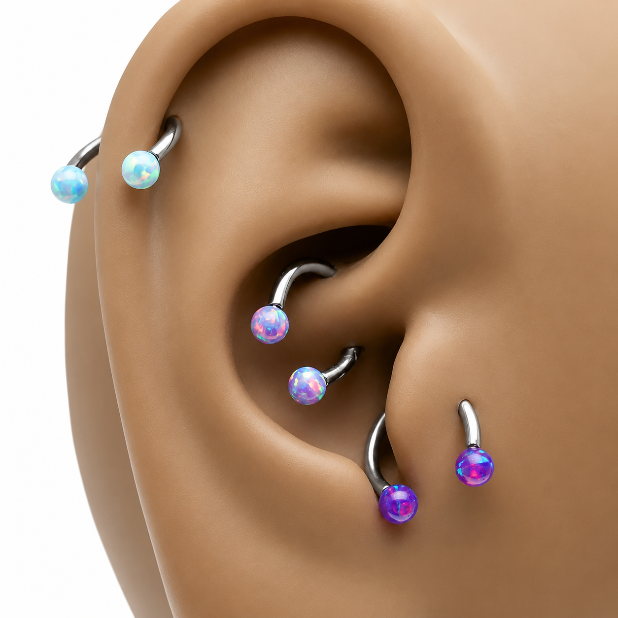 Opal Horseshoe Titanium 16g & 18g